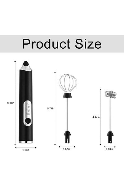 COOYA Rechargeable Electric Foam Maker, Handheld Foam Maker, Drink Mixer With Stainless Whisks 3 Speed