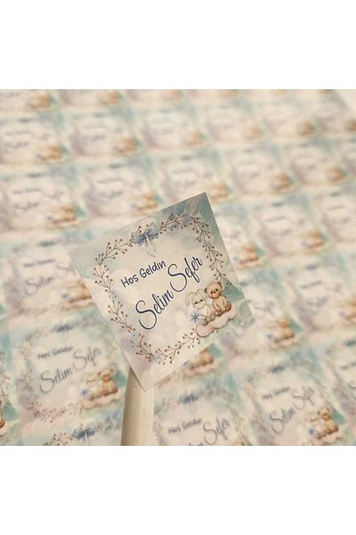fırsatlar diyarı Welcome Baby Chocolate Tag - Glossy Art Square Cut Tag / 3.5 cm - 100 Pieces