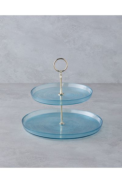 English Home Aquacrest Glass Plated Service 21X28 cm Blue