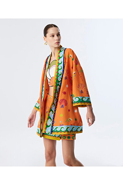 Twist DESENLİ VE İŞLEMELİ KİMONO