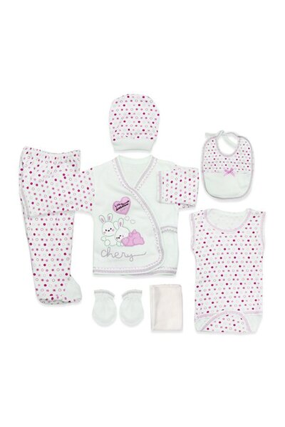 bebegen طقم خروج من المستشفى للفتيات الصغيرات مكون من 7 قطع من شيري بينك