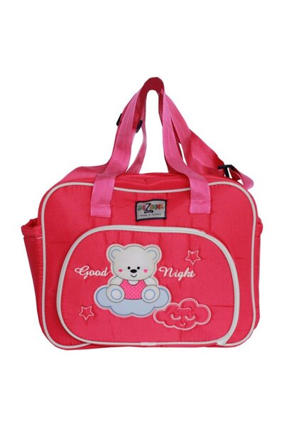 bebegen حقيبة العناية بالدب المضلعة Good Night باللون الفوشيا