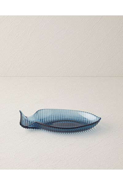 English Home Fishy Glass Snack Bowl 21 cm Blue