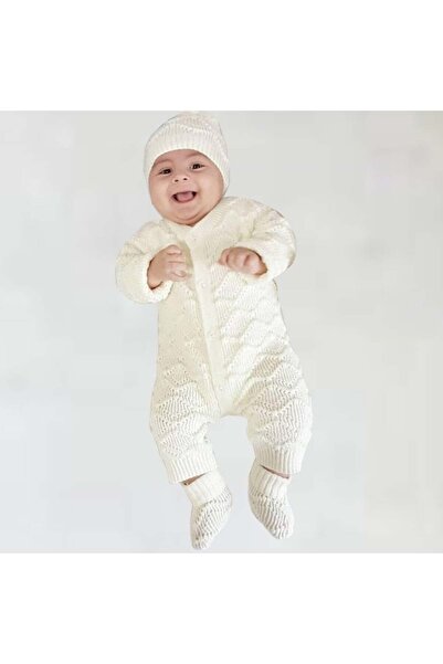 bebegen Krem Bebek Triko Patikli Tulum Takım