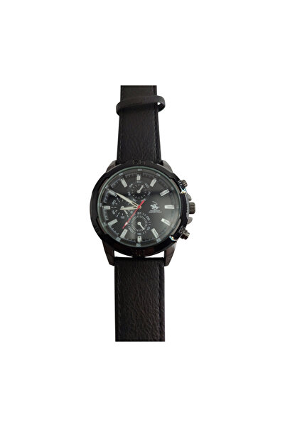 Bay Emir ساعة يد رجالية من بولو كلوب بهيكل فولاذي وحزام جلدي