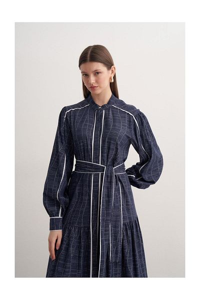FUSHYA Striped Denim Dress