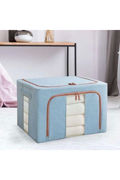 Flippy Cutie De Depozitare 66 L, 50x40x33 Cm, Cadru Metalic Suport Baza Stabil Din Plastic Albastru Deschis