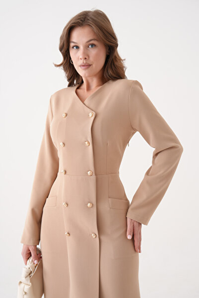 Saade Φόρεμα από υφαντό ύφασμα με κουμπιά βιζόν