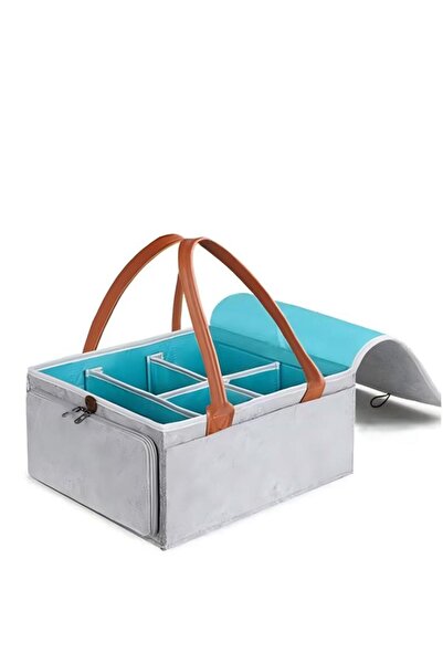 Generic Portable Diaper Caddy Storage Bag with Roll Lid and Removable Dividers