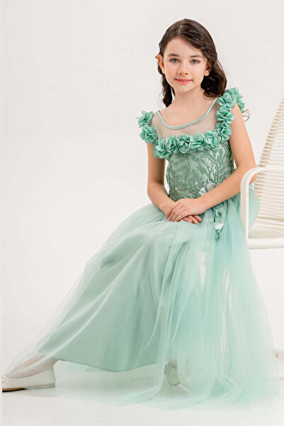 happyTekstil Kız Çocuk Tüllü Abiye - Nefti