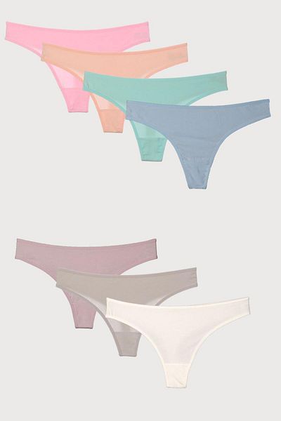 Nicoletta Women's Panties Thong 7 Pack Lycra Salmon