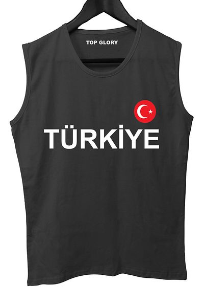 TOP GLORY Turkey Printed Sleeveless Athlete T-Shirt Tank Top Athlete Fitness Athlete