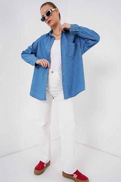 Bigdart Women's Oversize Denim Shirt 20280 - Blue