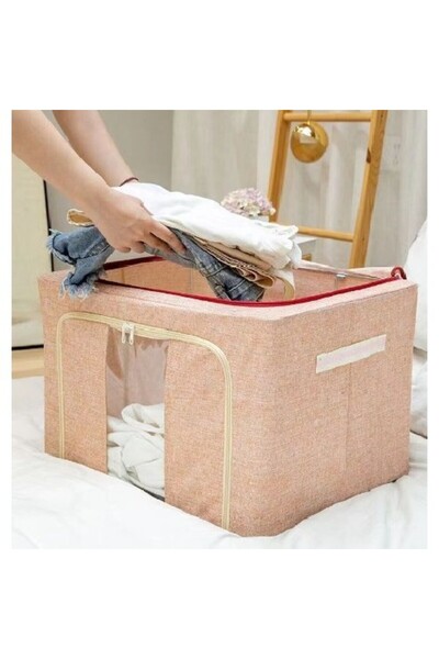 Flippy Foldable Storage Box, Flippy, 66 L, Cotton and Linen, 50x40x33 cm, Beige