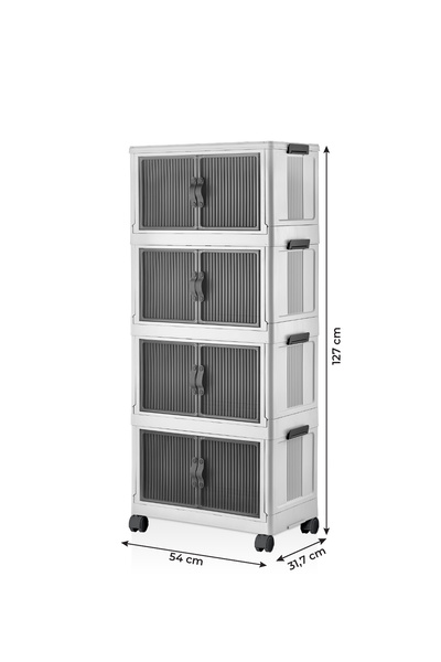 Kavi Entegre Plastik Katlanabilir Modüler Dolap 4'lü – Pratik, Şık Ve Taşınabilir Depolama Ünitesi