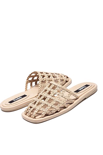 Dedos Women's Straw Knitted Square Toe Daily Comfortable Slippers
