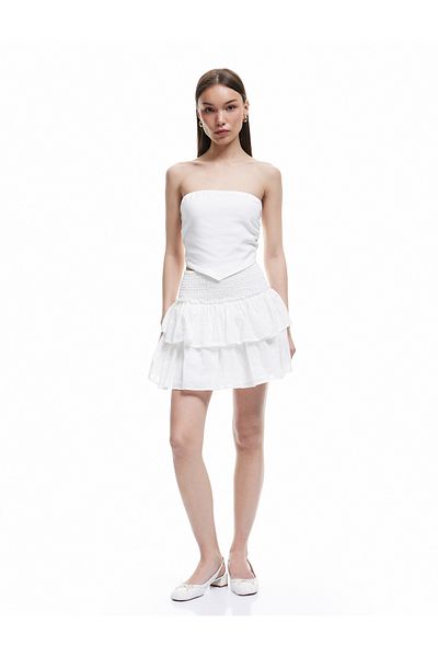 Koton Gimped Mini Skirt with Embroidered Layer Detail