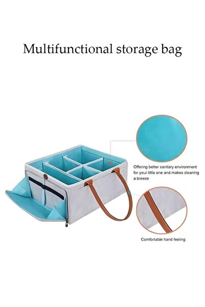 Generic Portable Diaper Caddy Storage Bag with Roll Lid and Removable Dividers