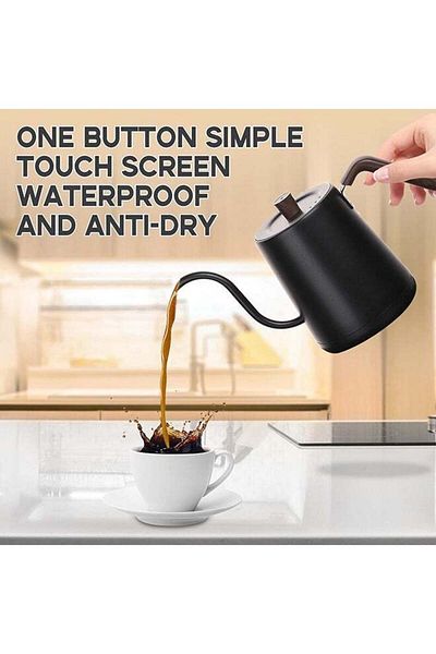 COOYA 0.8L Gooseneck Kettle,Temperature Control,100% Stainless Steel Inner,1000W Rapid Heating,Gray