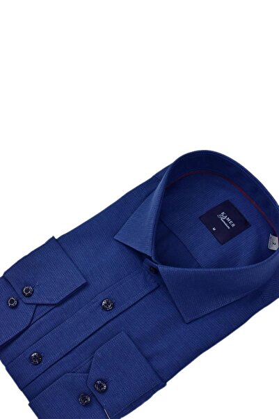 KAMER Чоловіча класична сорочка з довгими рукавами та стільниковою фактурою 3718 BGL-ST04397