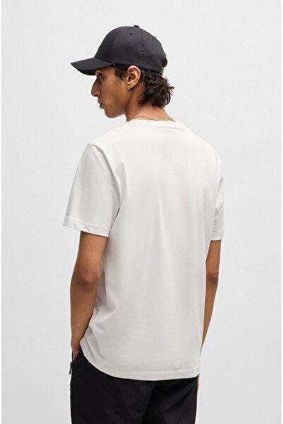 HUGO Men's Brand Logo Crew Neck Short Sleeve Ecru T-Shirt 50522134 -101