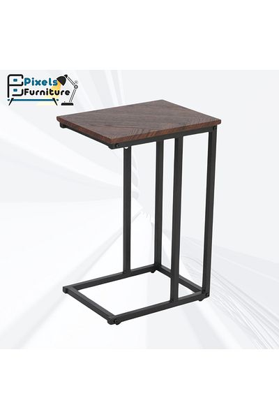 PixelsFurniture Pixel Furniture C-Shaped Side Table for Sofa and Bed, Brown