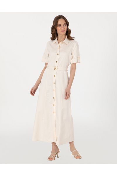 Pierre Cardin Ecru Regular Fit Woven Dress 50301025 -Vr019