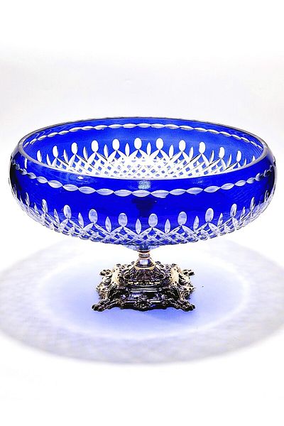 AKDEN Cut Decor 100% Handwork 28cm Glass Bowl