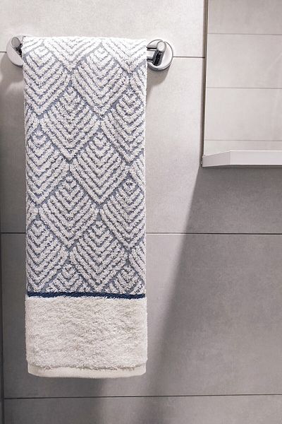 Sevim Geometric Patterned Floor Colorful Bamboo Hand Towel - 50X90 cm - Indigo