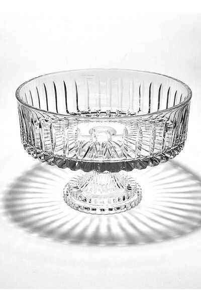 Paşabahçe 25 cm Footed Tableware Presentation Bowl Decor Cutting Handcrafted