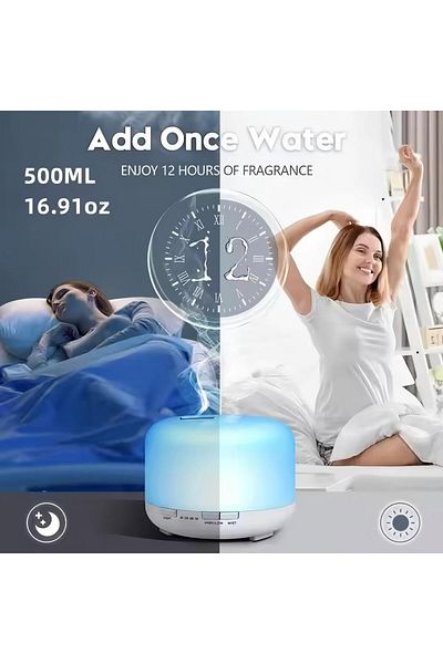 Generic 7-Colour LED Light Lamp Aroma Diffuser Essential Oil Air Humidifier White 500ml