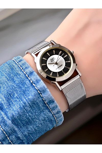 Q&Q Wicker Cord Silver Color Women's Wristwatch