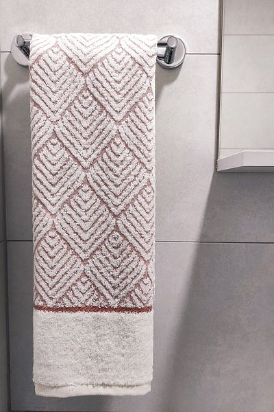 Sevim Geometric Patterned Floor Colorful Bamboo Hand Towel - 50X90 cm - Tile