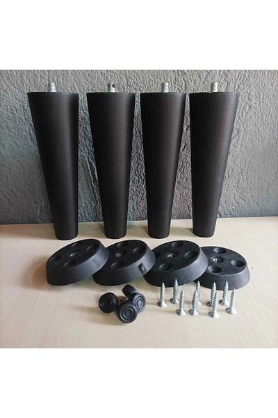 Ema orman 30 cm Black 4 Pcs Conical Foot Stool Seat Foot Tv Inite (with Apparatus)