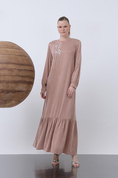 Puane Rochie de damă cu broderie și broderie în față - 12597ELB - POWDER
