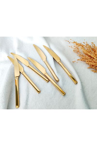 EBRULİEMAYE Gold Dessert Knife 6 Person 6 Pcs Not Fade Product