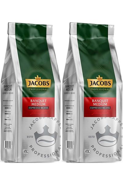 Jacobs بنكهة القهوة المتوسطة 1 كجم (حبوب اسبريسو) (مجموعة من 2)