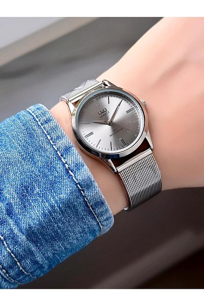 Q&Q Wicker Silver Cord Gray Dial Women's Wristwatch