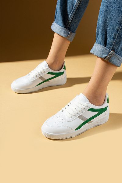 Pembe Potin White Green Gray Unisex Sports Sneaker Lace-Up Daily Comfortable Sole Shoes