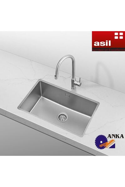 Asil Krom Drawn R25 AS 237 (40×71 cm) Paslanmaz Çelik Eviye, Mutfak Evyesi