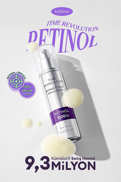Missha Anti-Wrinkle and Anti-Pore Retinol Serum Time Revolution Retinol 1000 Shot Spicule Serum