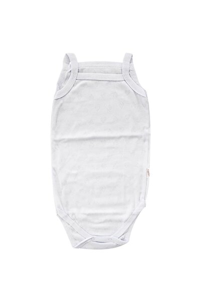 bebegen Baby Girl Heart Patterned White Bodysuit with String Straps