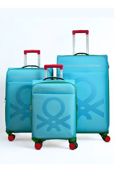 United Colors of Benetton BNTE-50 Set of 3 Luggage with TSA Lock|20/24/28 Inch-LIGHT BLUE
