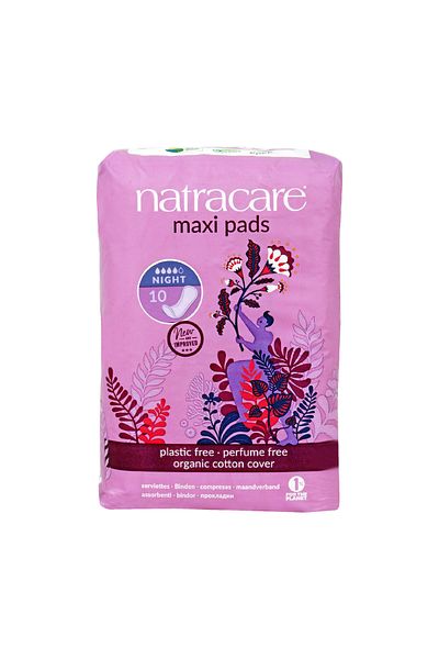 Natracare Organic Maxi Pads Night 10pcs–natural, Ultra-absorbent & Eco-friendly Menstrual Protection