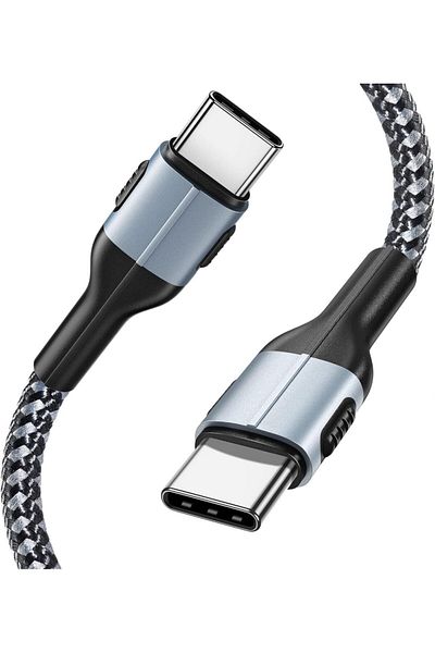 Vakoo Usb C To Usb C Cable, Nylon/metal, Gray/black, 2 M, 60w