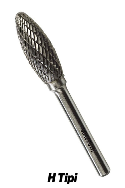 Badem10 Freze Uç H Tipi Törpü Kalıpçı Metal Demir Ahşap Plastik Taş Oyma Makinesi Ucu Matkap Uyumlu