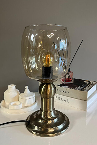 Bamyum Pearl Cam Bal Rengi Masa Lambası Dekoratif Masaüstü Aydınlatma Hol Aba...