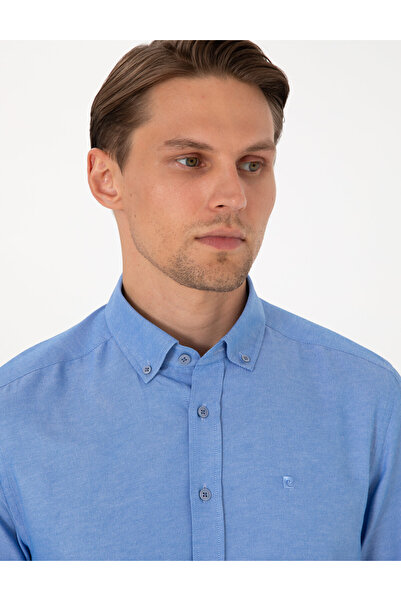 Pierre Cardin Mavi Oxford Slim Fit Kolay Ütülenebilir Gömlek 50306996-VR036