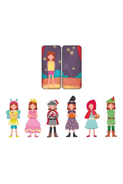 Apli Kids Joc magnetic pentru calatorie, Trusa metal, Mix and Match Personaje Teatru, 30 piese,+3ani