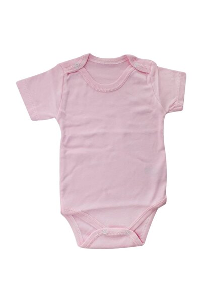 bebegen Baby Girl Pink Short Sleeve Bodysuit with Snap Fasteners